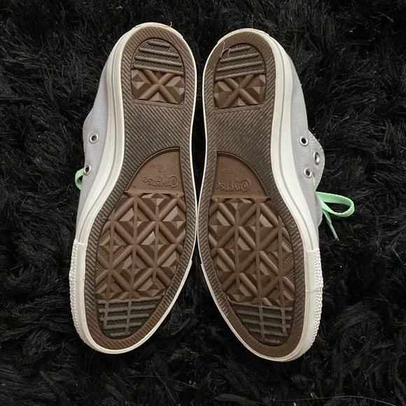 Light Gray and Mint Double Tongue Converse - Picture 3 of 7